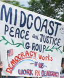 the Midcoast Peace & Justice Group banner